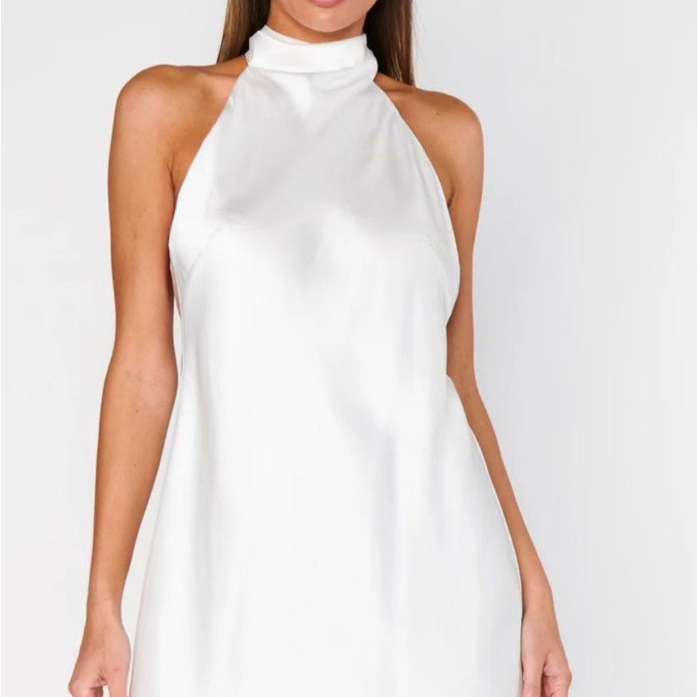 Show Me Your MuMu like-New Satin Backless Halter Engagement / Shower Dress